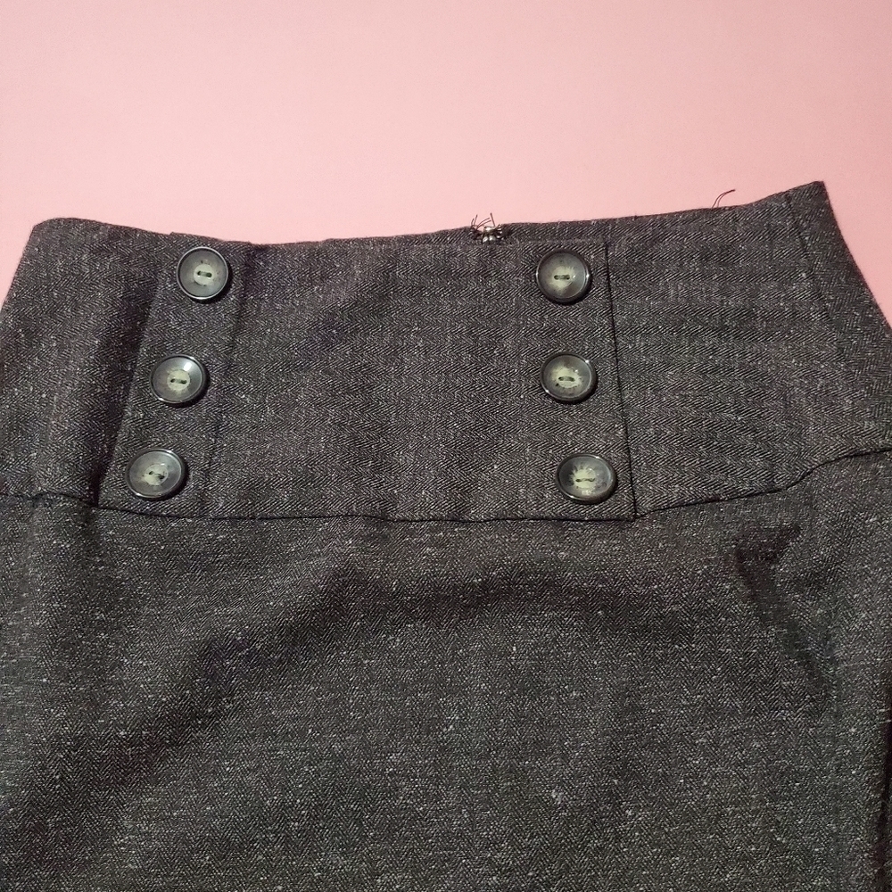 Vintage Y2K 2000s 00s Gray Button Skirt Prossefsional Work - Picture 2 of 4